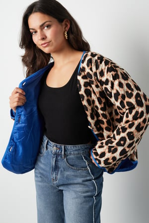 Jacket with leopard print - blue h5 Picture6